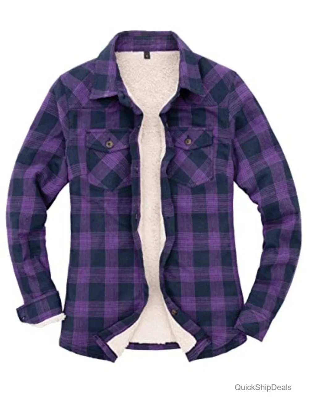 Women's Sherpa Fleece Lined Flannel Shirt Jacket with Pockets